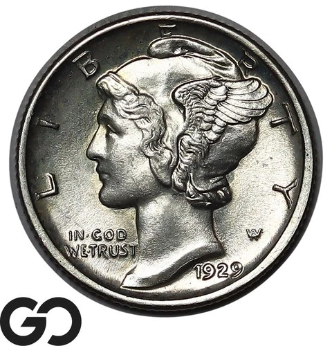 1929-D Mercury Dime Full Split Bands, Lustrous Solid Gem BU++ FSB