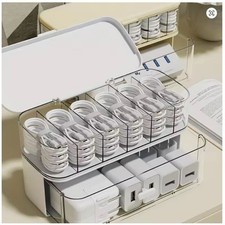 Clear Desktop Cable Organizer Box w/ Lid Cord Charger Storage