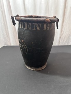 Antique ca. 1850s Leather/Wood Fire Bucket w/ Mary Deneal No 1 Painted Lettering