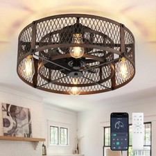 Flush Mount Ceiling Fan 20 Caged Ceiling Fans with Lights and Remote App Cont...