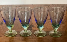 Bormioli Rocco Bahia 4 Juice Glasses 5 5/8"  Blue Green