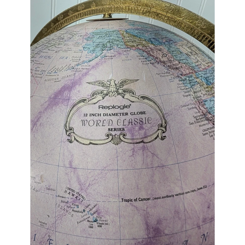 Globo iluminado púrpura serie clásica mundial de 12 pulgadas Replogle en soporte funcionando Foto 4 de 4