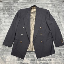 Dillard's Riserva Mens Navy Blue Pure Wool Double Breasted Blazer Tailored USA
