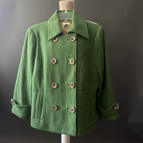 Chaqueta Cabi talla 8 verde para mujer mezcla de lana/poliéster doble botonadura - Imagen 3 de 6