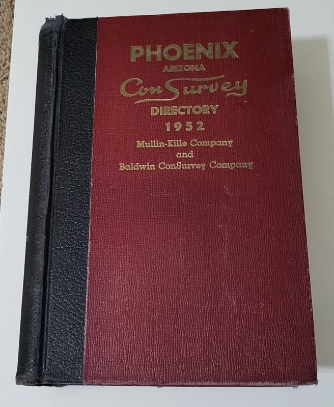 1952 CON SURVEY PHOENIX ARIZONA CITY DIRECTORY