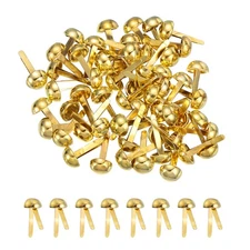 120Pcs Brads Paper Fasteners, 8x17 mm Metal Round Head Split Pins, Golden