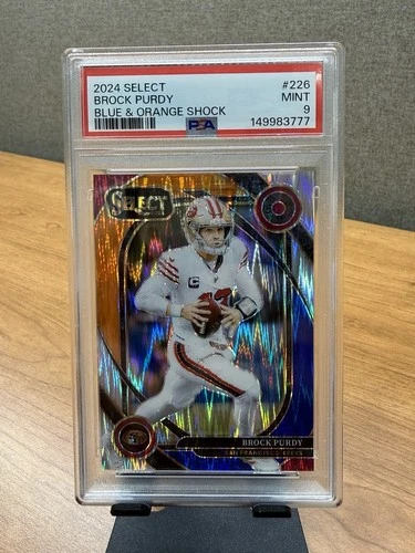 Brock Purdy 2024 Panini Select Club Level Blue &amp; Orange Shock #226 /35 PSA 9