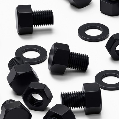 10x Black Nylon M16 x 20 mm Hex Head Nuts, Bolts & Washers (5/8 x 25/32 in)