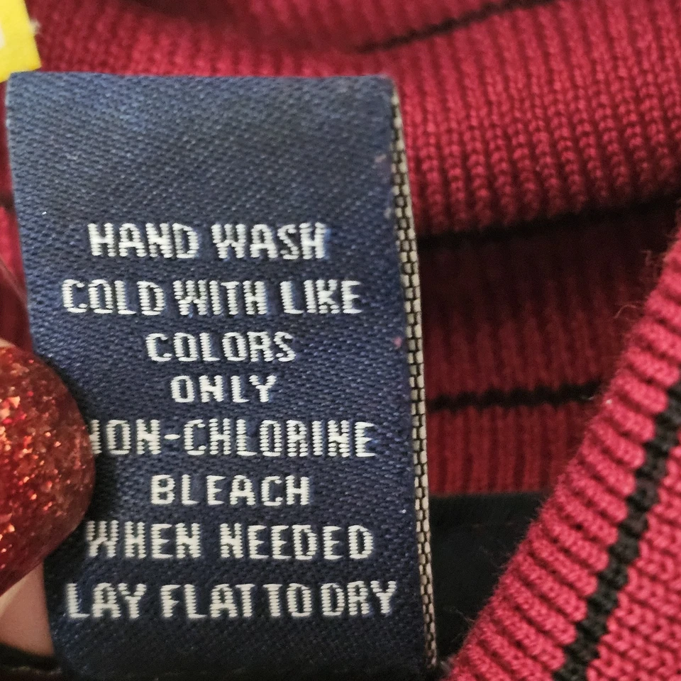 Suéter Ann Taylor Cuello Alto Rojo Negro Rayas 75% Seda Talla XS Old Mo Foto 4 de 4