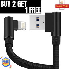 L Shape 90° Elbow USB A Car Charger Cable 3A For iPhone 11 12 13 14 Pro Max 8 7