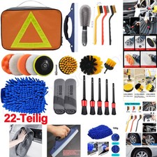 22Tlg Auto Reinigung Pinsel Set KFZ Detail Reinigungsbürsten Putztuch Schwamm DE