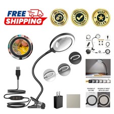 LED Magnifying Lamp with Clamp - 3X Lighted Magnifying Glass for Crafting  R...