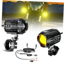 Motorcycle Auxiliary LED Light Driving Spotlights White/Amber Fog Lights with
