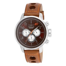 Invicta Men's Watch S1 Rally Chronograph Brown Dial Leather Strap 16015