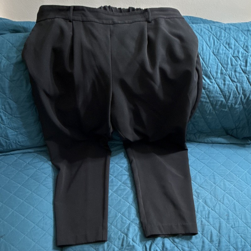 Ava & Viv Women's Black Pleated Pull-On Pants Elastic Waist Poly/Spandex 1X