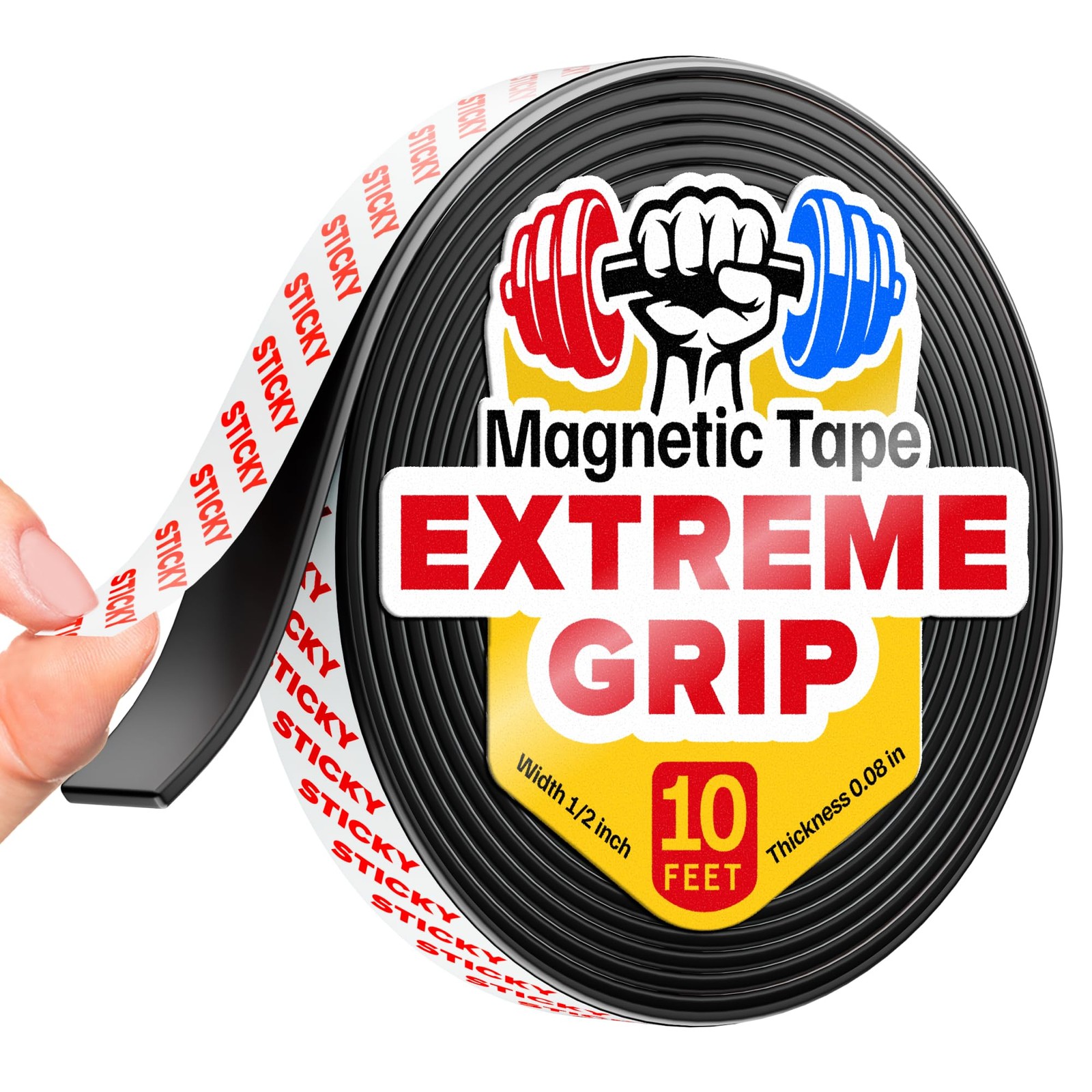 Super Sticky Magnetic Tape (10 feet x 1/2 inch) - Stong Magnet Strip with