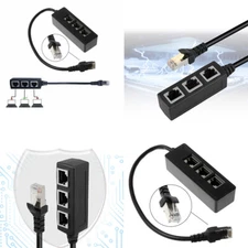 US 1 Pack RJ45 Cable Splitter Ethernet Adapter 1 To 3 Port LAN Network Plug