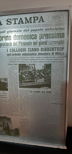 WW2-DUX-LASTRA-LITOGRAFICA-LA STAMPA-TORINO-MUSSOLINI-CIANO-VON RIBBENTROP-WORLD - Foto 5 di 9