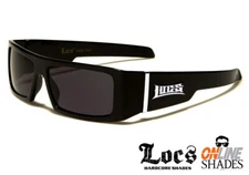LOCS Rectangular Gangster BLACK Shades Mens Designer Sunglasses Dark Lens NEW
