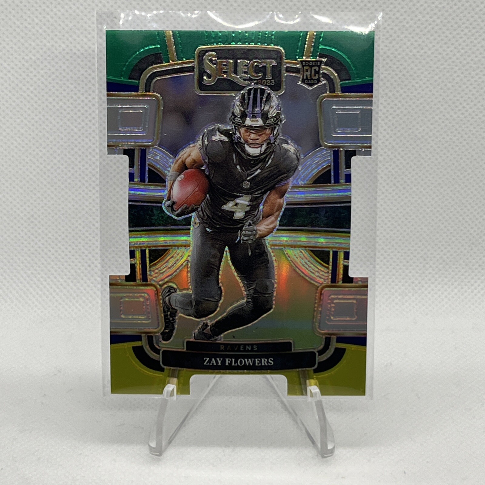 2023 Panini Select - Concourse Green & Yellow Prizm Die-Cut #8 Zay Flowers (RC)