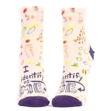 SET OF 6 PAIRS Blue Q Women's Humorous Ankle Socks- I Identify as Me- BRAND NEW