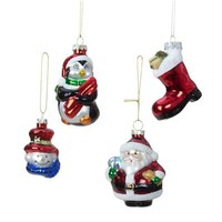 4 StüCk WeihnachtsanhäNger Weihnachtsmotive 7-9,4 Cm Glas Christbaumschmuck