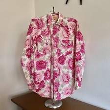 Vintage 50s 60s Tem Tex Western Rose Long Sleeve Floral Pearl Snap shirt
