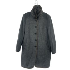 Madeleine Wool Knit Overcoat Buckled Collar Gray Size L Womens