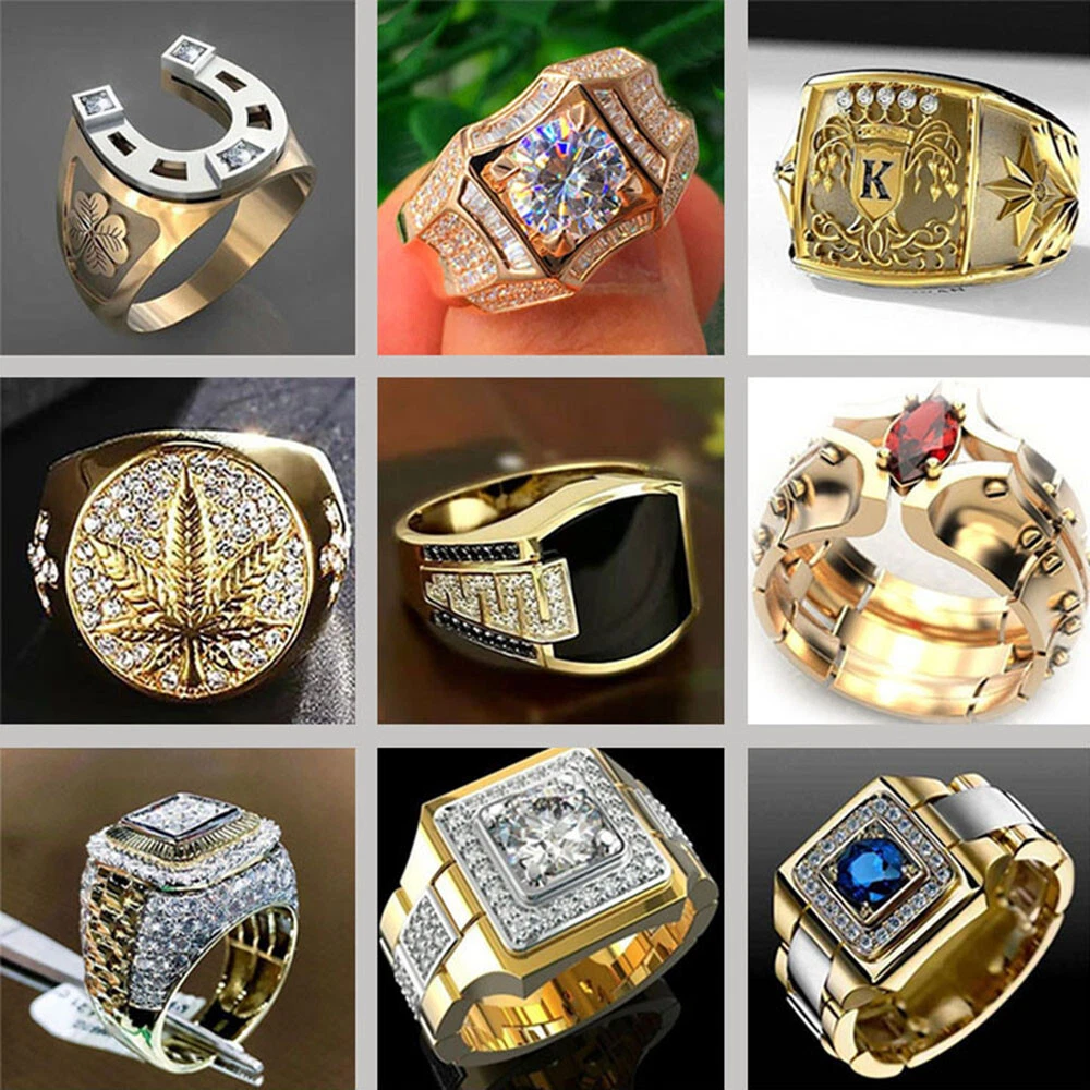 New Classic Brand Rings for men Genuine Austria Crystal 18KRGP Gold Color  Fashion wedding ring CZ