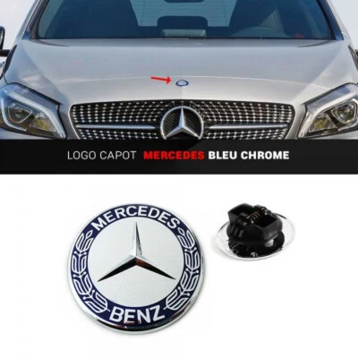 Badge Logo Capot Avant pour Mercedes Benz AMG A C B E G GLK GLA Bleu - Photo 1/4