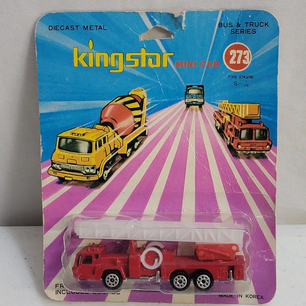 NEW Vintage King Star Mini Car 273 Diecast Fire Engine ladder 1/125 Korea RARE