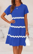 NEW Prettygarden Women's Striped Short Sleeve Crewneck T-Shirt Dress Size Medium