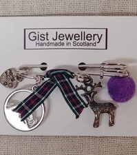 Scotland Brooch Pin by Gist Jewellery Handmade In Scotland Stag Love Purple Wool