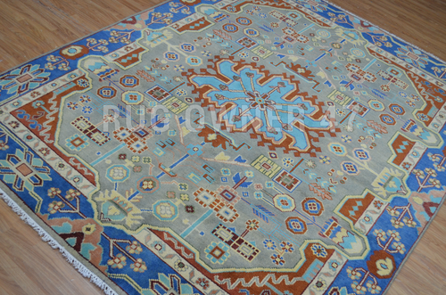 8'X10' Geometric Handmade Traditional Elegance Hand-Knotted Wool Area Rug 17840 - Picture 2 of 10