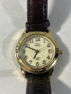 Timex Indiglo CR1216 Women , Brown Leather Watch Needs New Battery And Clasp