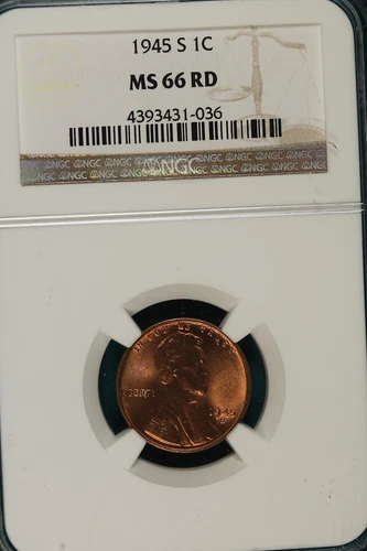 1945-S NGC MS66 RED Lincoln Wheat Cent!! #A8049