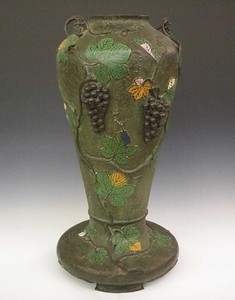 Monumental Rare Antique Signed Chinese Champleve Bronze Vase Circa 1890 - 26"