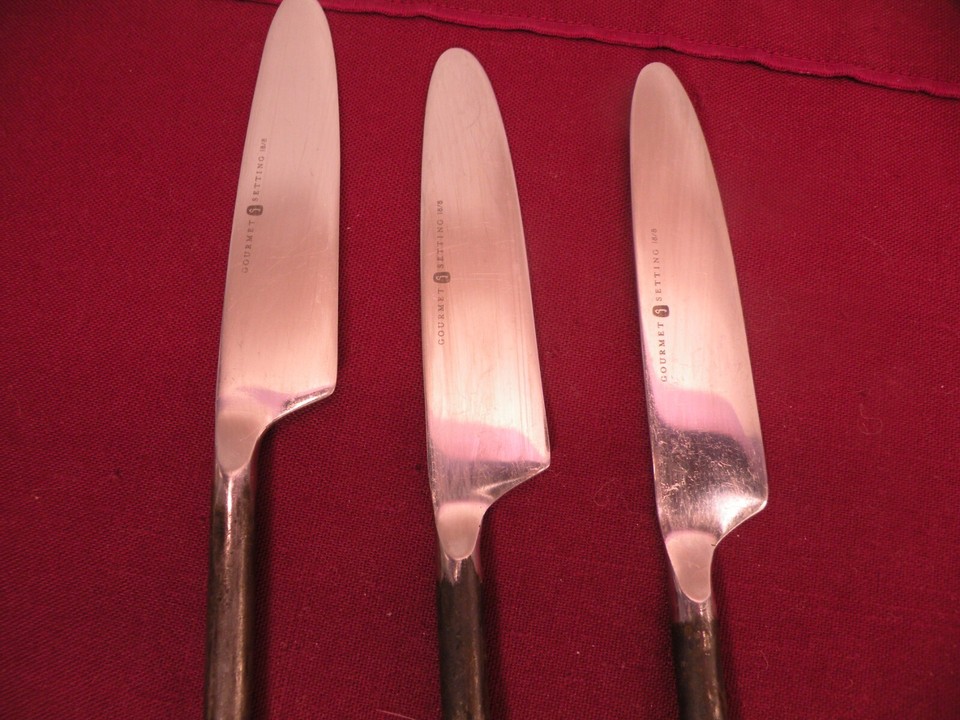Set Of 3 GOURMET SETTINGS TREBLE CLEF Stainless Dinner Knives Flatware
