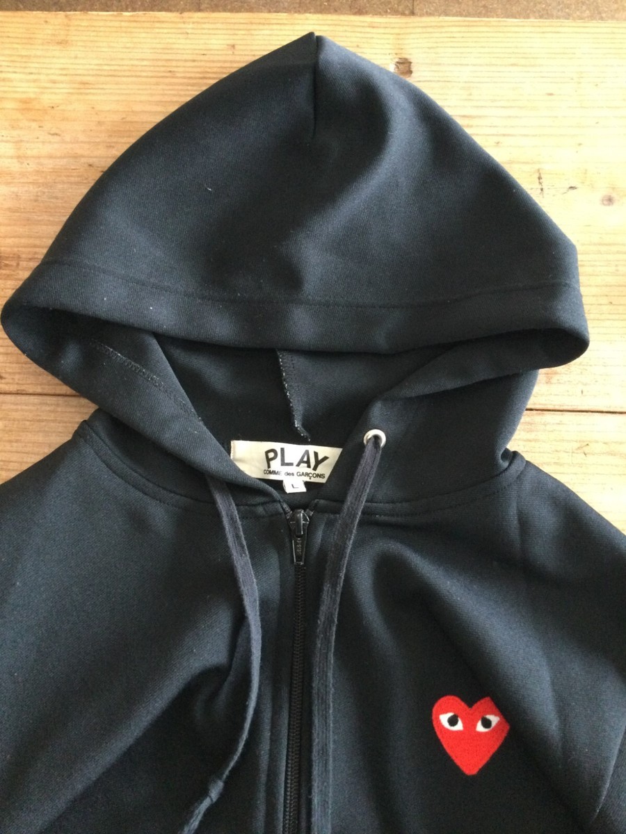 PLAY Comme des Garcons Black Full Zip Heart Hoodie AZ-T171