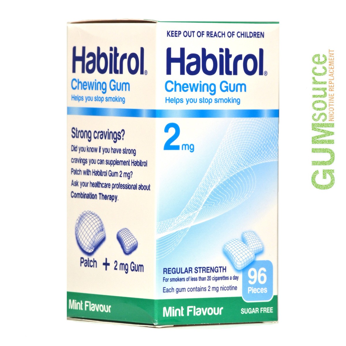 Habitrol 2mg MINT 2 boxes 192 pieces Nicotine Quit Smoking Gum