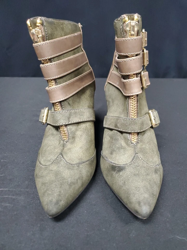 Botines Michael Antonio Caxton Tacón Cuña Cremallera Trasera Hebilla Acentos Talla 7 Foto 2 de 4