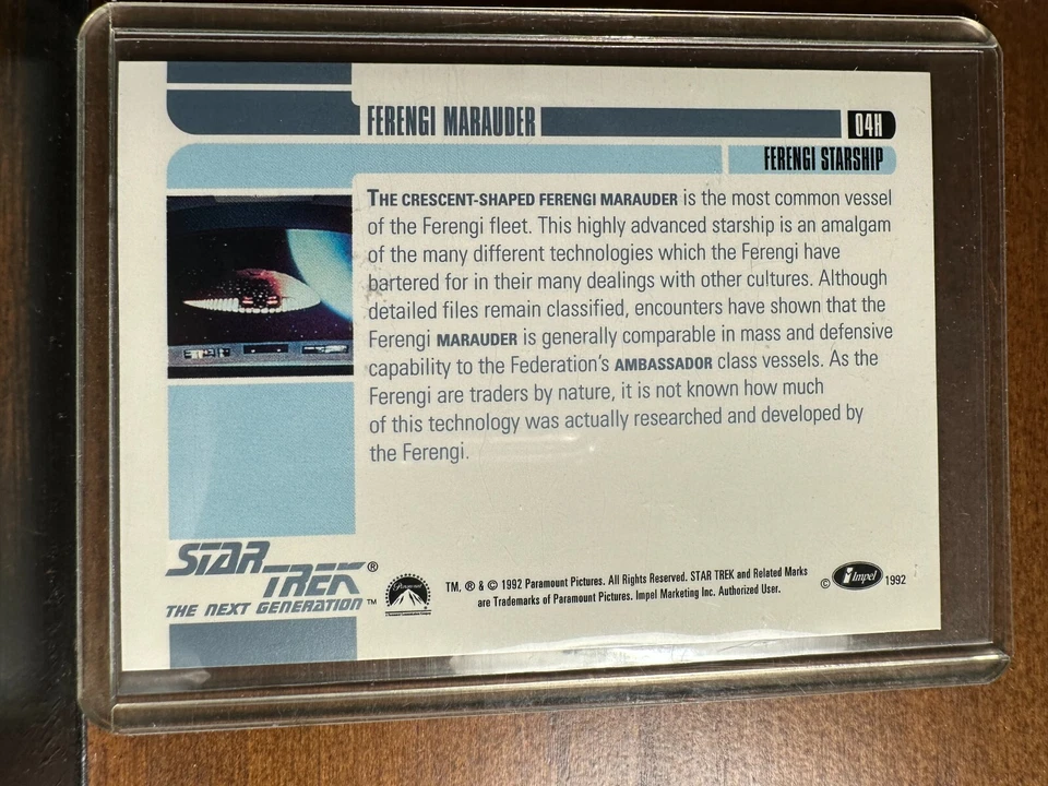 1992 Star Trek The Next Generation Inaugural Hologram 04H Ferengi Marauder Impel - Image 2 of 2