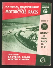 Sports Pub: Daytona Beach AMA  Motorcycle Road Races Program 3/1955-pre Speed...