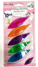 Plastic Tatting Shuttle Set of 5 with Sharp Tip "Assorted Colours" Taiwan Made