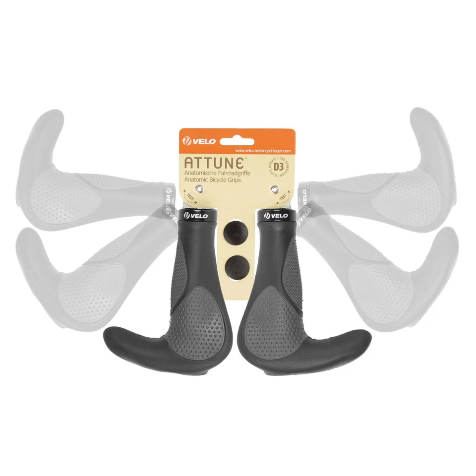 Lenkergriffe Velo D3 Gel Ergogriffe 138mm mit Hörner hochwertige Fahrradgriffe - Bild 2 von 2