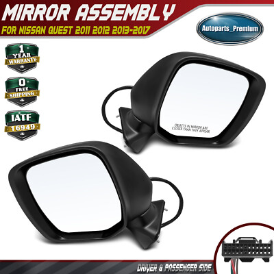 2pcs Power Adjust Mirror with Manual Fold Heated for Nissan Quest 2011 2012-2017