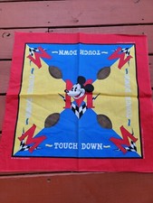 Vintage 1980s Disney Bandana Scarf Mickey Mouse Football Touchdown Woronowicz
