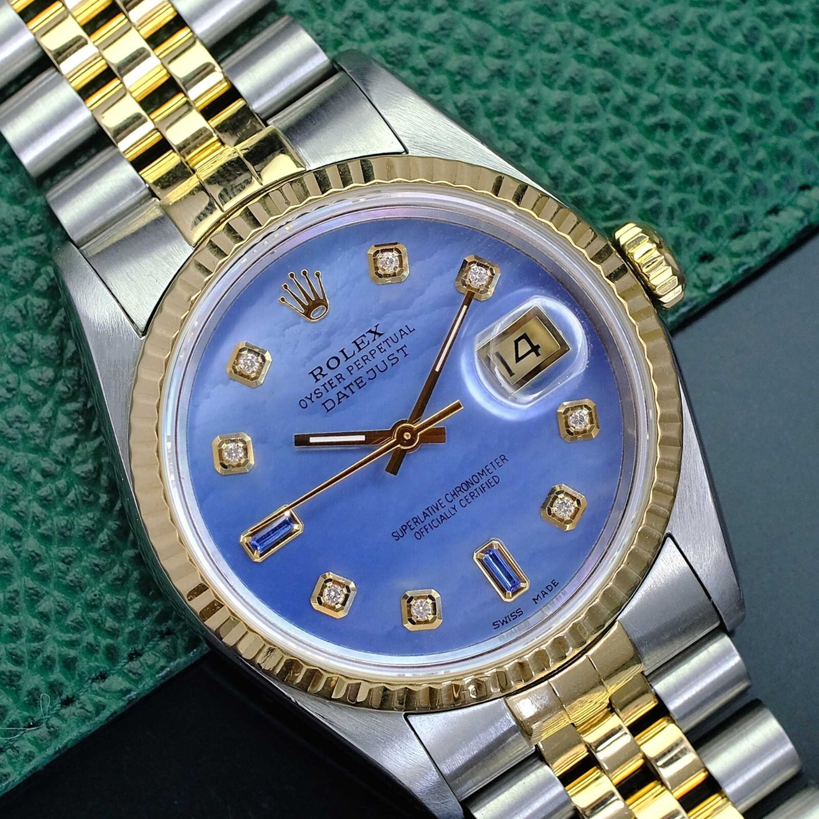 Rolex Men's Datejust 16233 36mm 18K Gold & Steel Blue Dial Watch-image