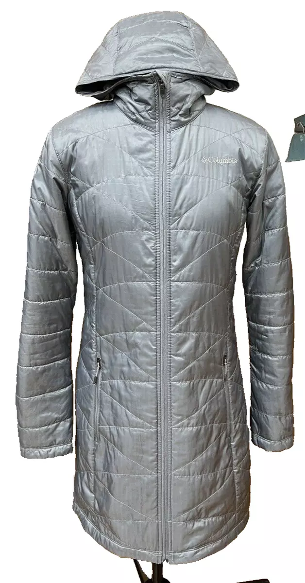Columbia Heavenly Long Hooded Jacket Omni Heat Grey Women s Size