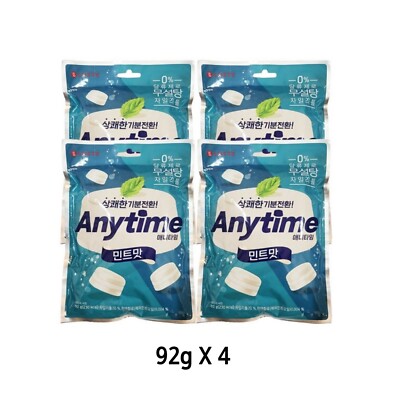 Korea LOTTE Anytime Sugar-Free Xylitol Candy Pouch Pack Mint Fl 92gX4